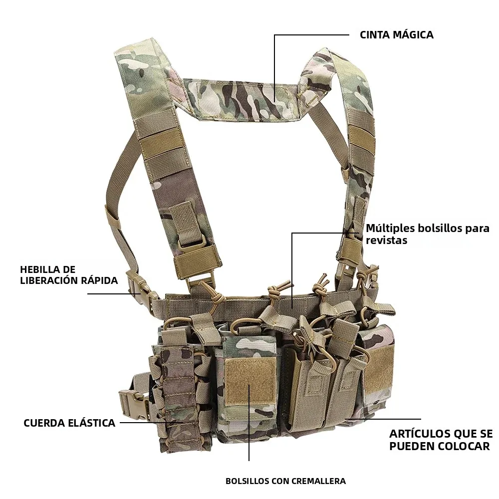 Chaleco Táctico MOLLE D3CR para Airsoft con Bolsillos Portacargadores - imagen 4