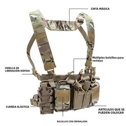 Chaleco Táctico MOLLE D3CR para Airsoft con Bolsillos Portacargadores
