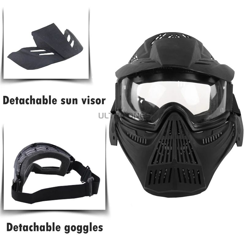 Máscara táctica facial completa con gafas desmontables airsoft - imagen 5
