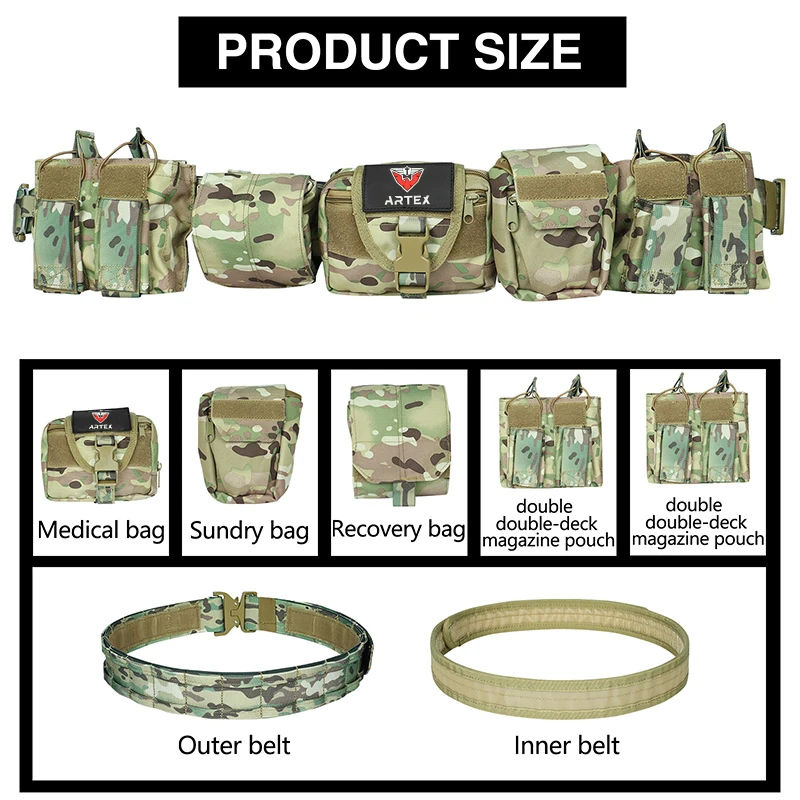 ARTEX Cinturón táctico MOLLE utilitario para airsoft y accesorios - imagen 4