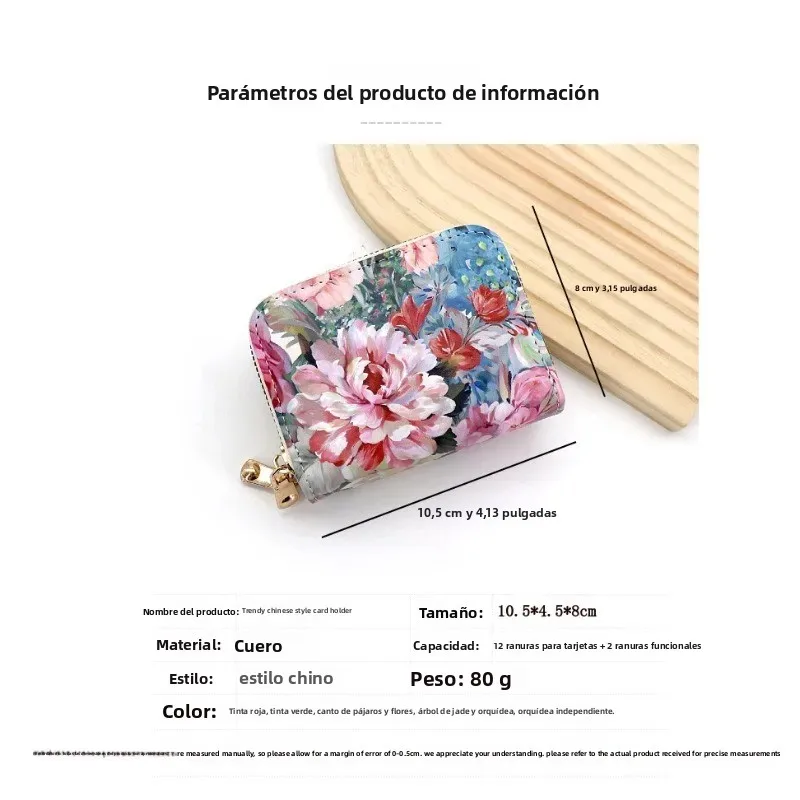 Guofeng Cartera táctica mujer RFID cremallera y ranuras para tarjetas - imagen 3