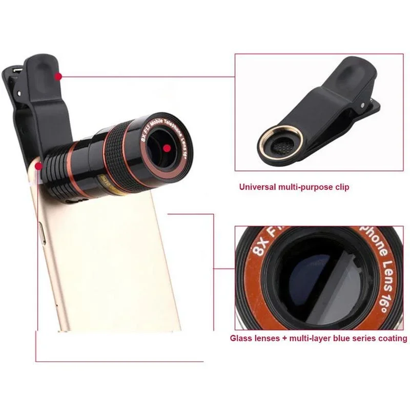 Lente Zoom 8x Óptico Externo para Móvil – Observación HD - imagen 4