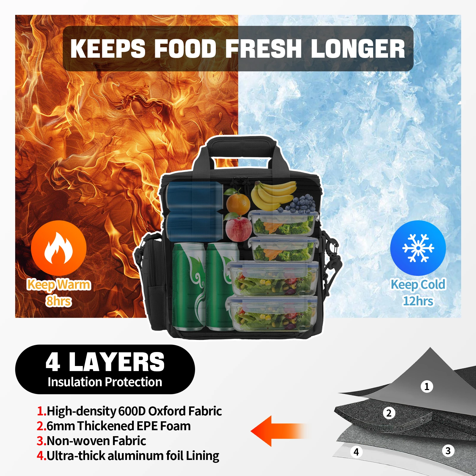 Fiambrera táctica isotérmica impermeable resistente para trabajo y camping - imagen 3