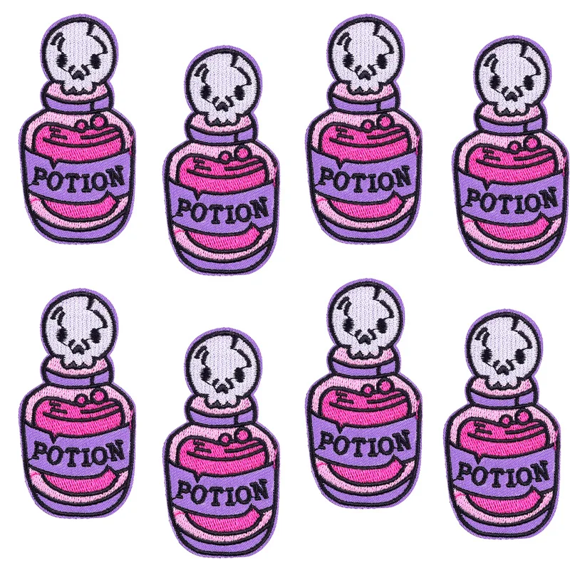 Parche bordado termoadhesivo calavera y corazón rojo para ropa - imagen 3