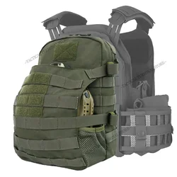 Chaleco táctico portaplacas MOLLE Airsoft con bolsa casco hidratación