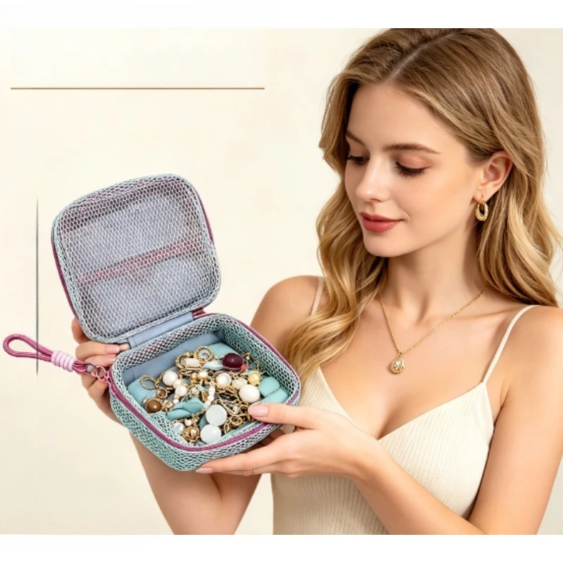 Bolsa de malla Dopamine tofu arcoíris para cosméticos y monedero