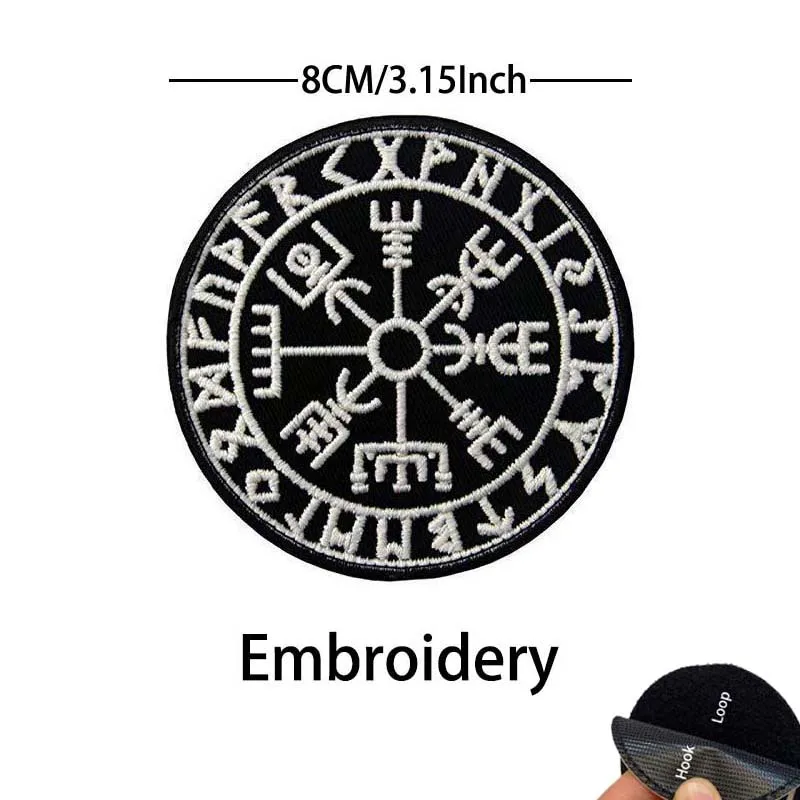 Parche bordado táctico brújula vikinga runa Berserker PVC nórdico