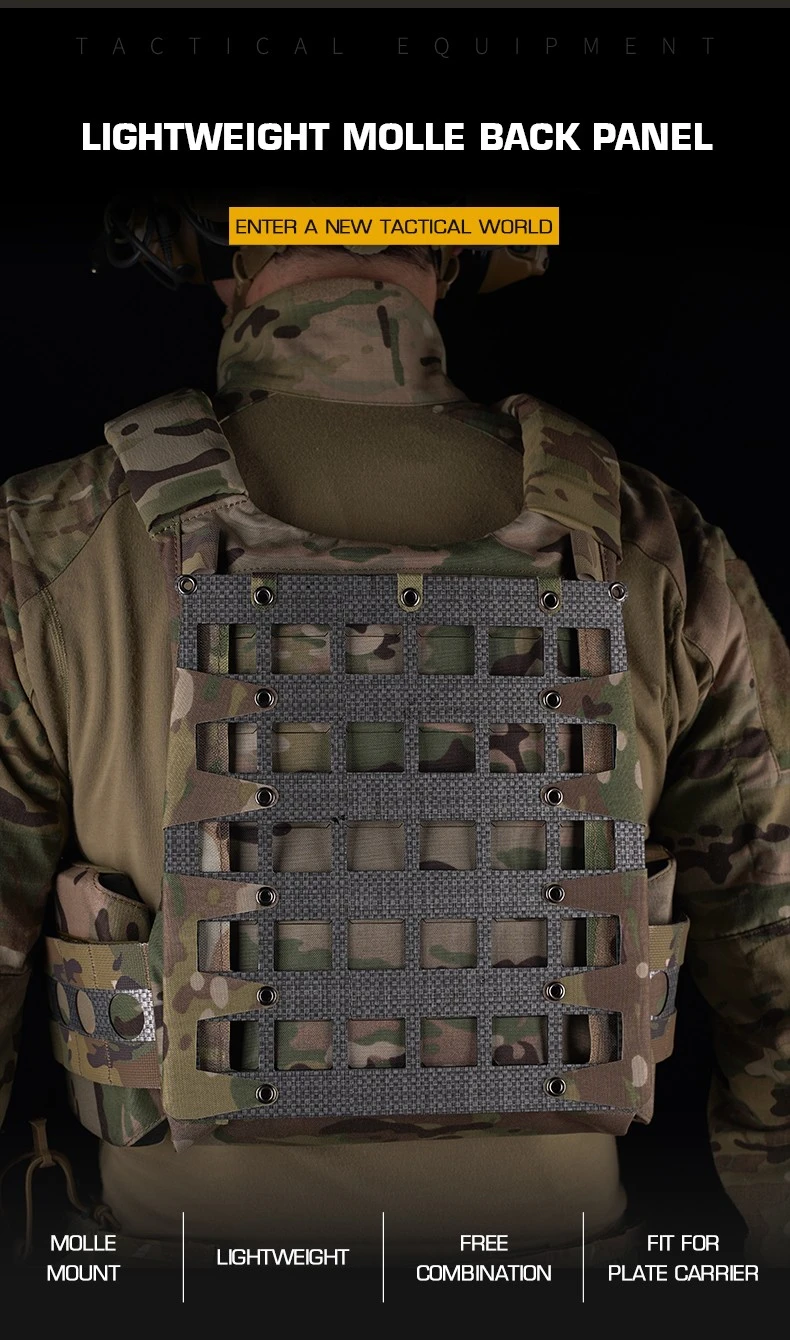 Panel trasero MOLLE en negro mate