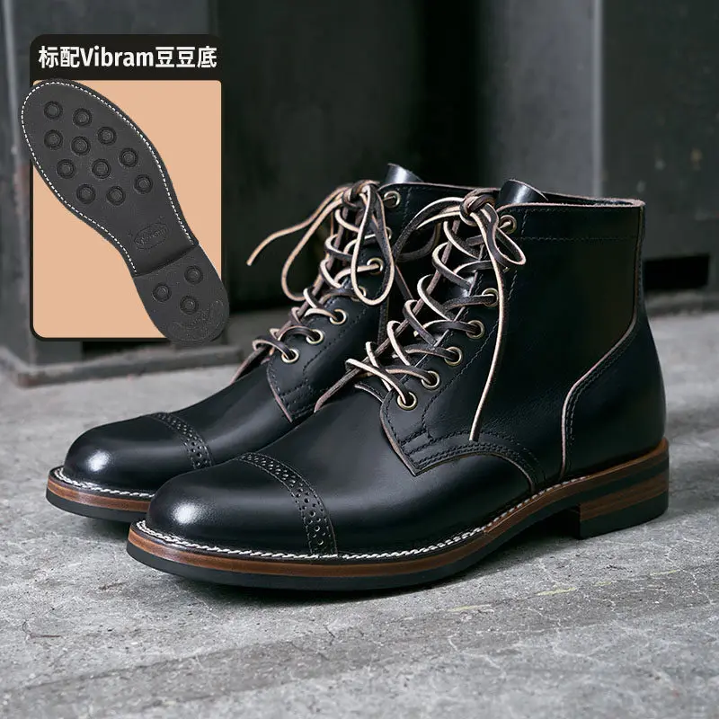 KOWM Botas de senderismo impermeables piel de vaca Goodyear