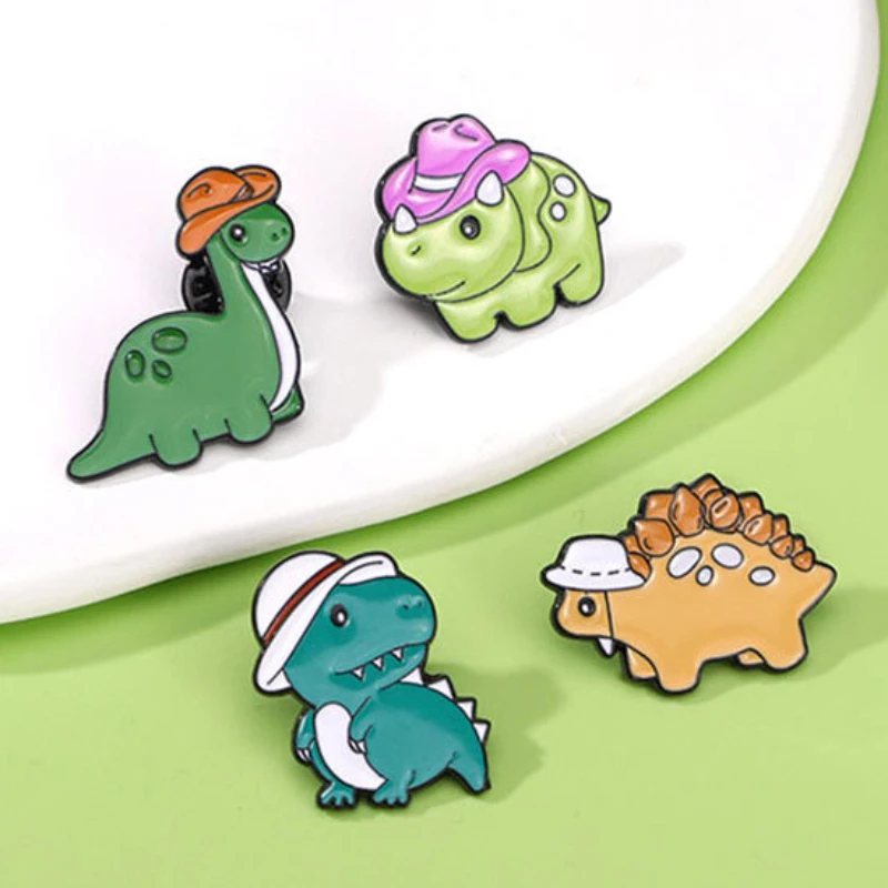 Broche pin dinosaurio Tiranosaurio Rex y Estegosaurio de disfraces
