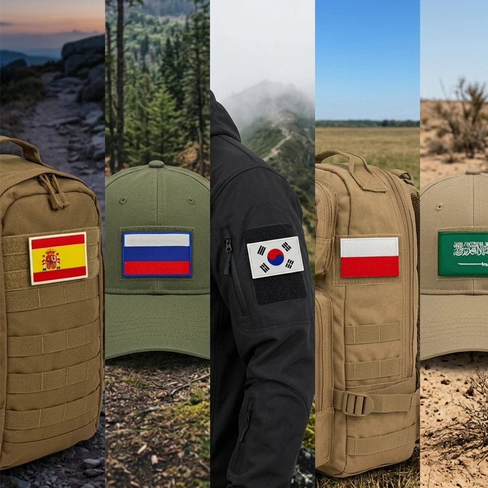 Parche bordado banderas USA Reino Unido con velcro táctico - imagen 3
