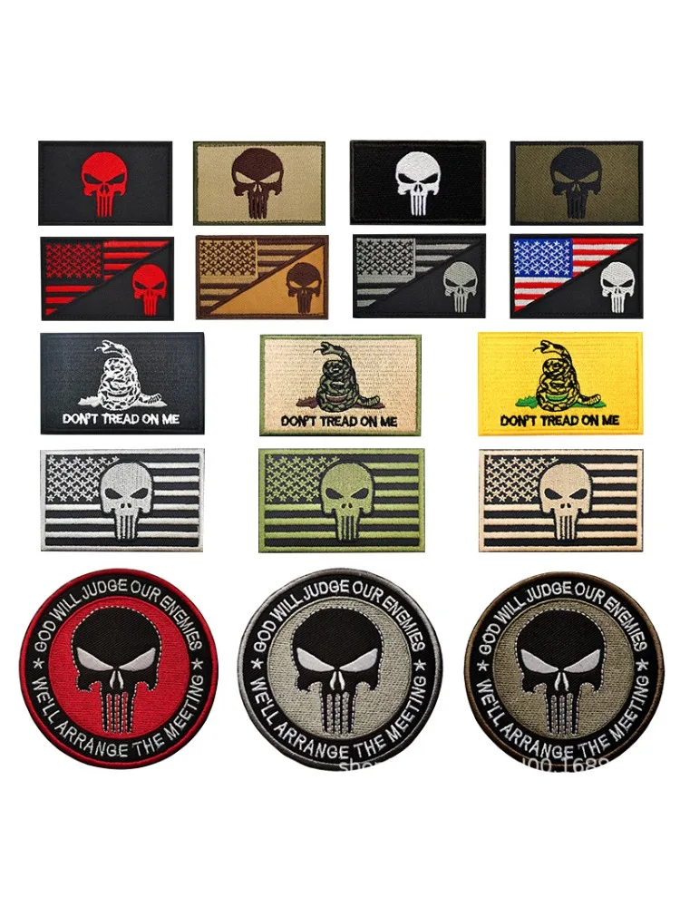 Punish Skull parche bordado velcro gancho y bucle bandera Gadsden