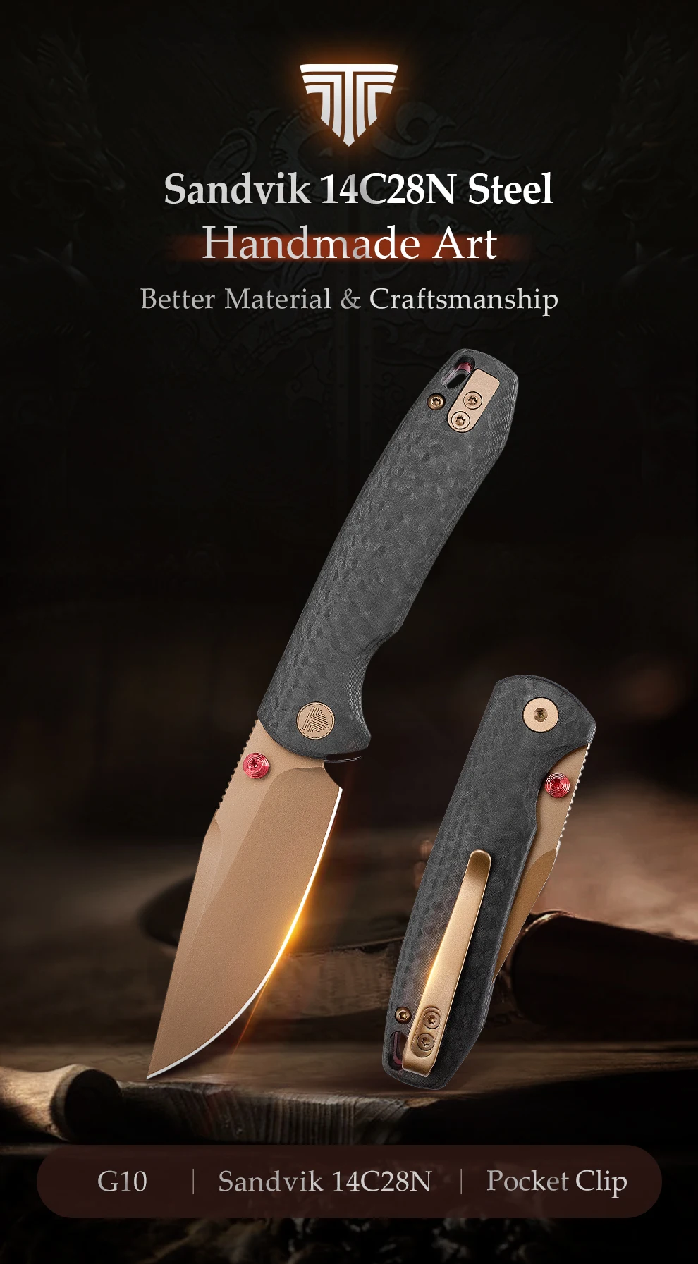 Cuchillo plegable TRIVISA abierto