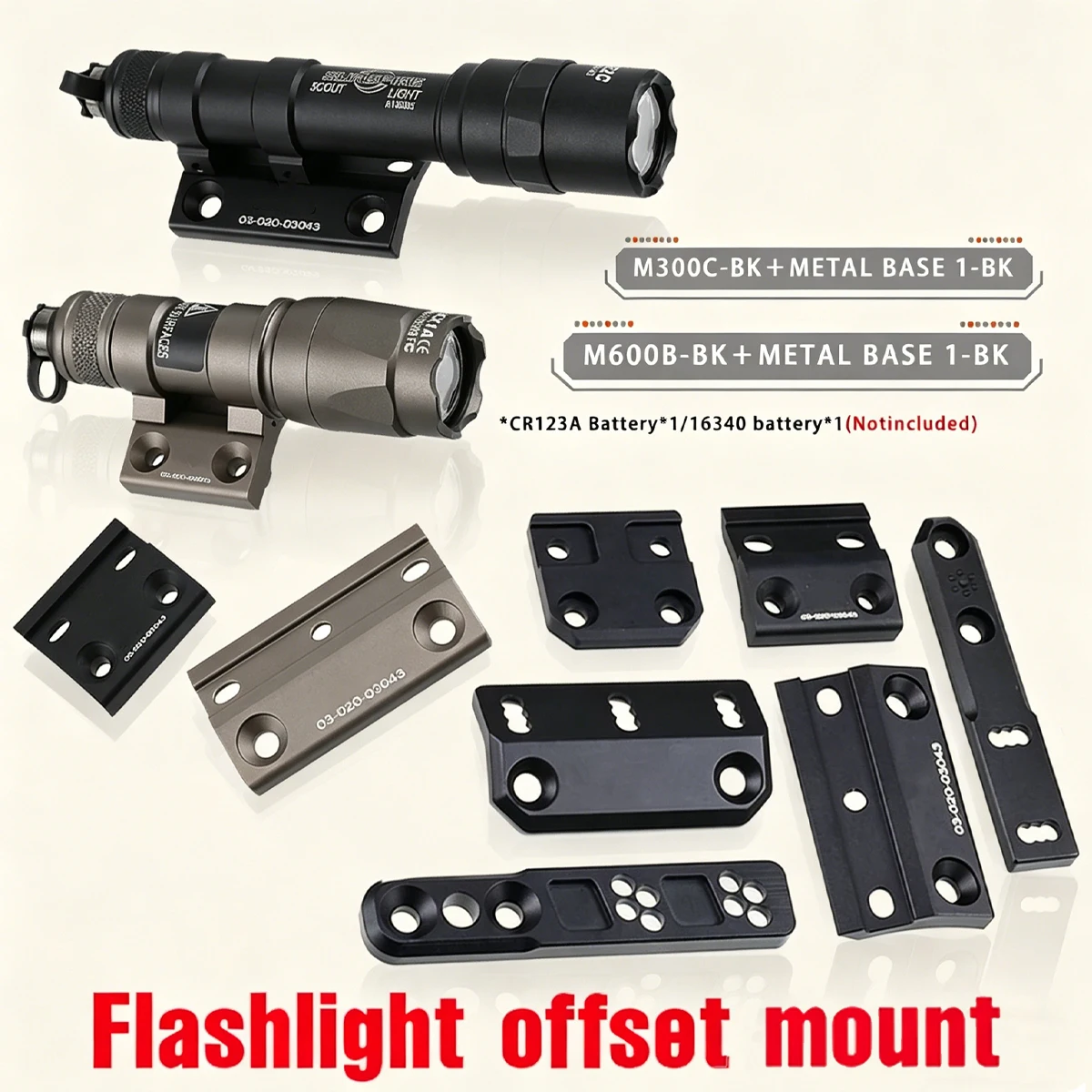 Soporte de linterna táctica offset M-LOK y Keymod, Picatinny