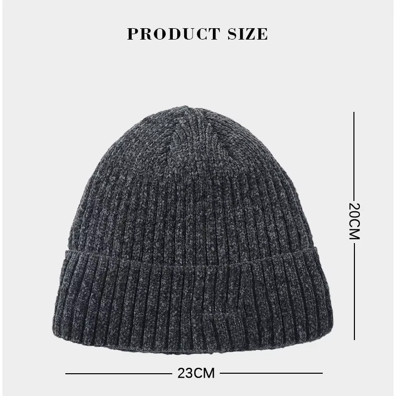 Gorro de punto táctico sin ala de felpa cálida – calavera liso