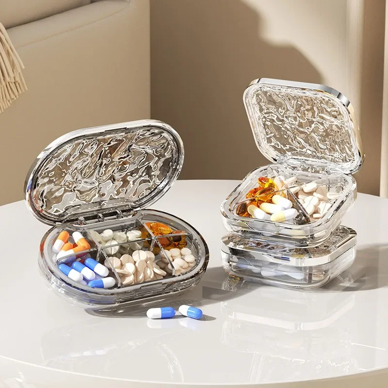 Caja de medicamentos portátil plástico con rejilla para viaje