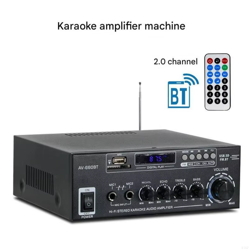 Amplificador de sonido estéreo con radio FM y entrada USB