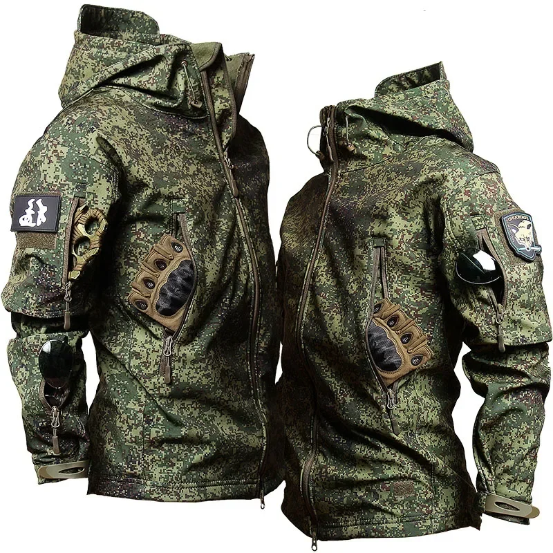 Chaqueta táctica concha suave capucha impermeable piel de tiburón - imagen 2