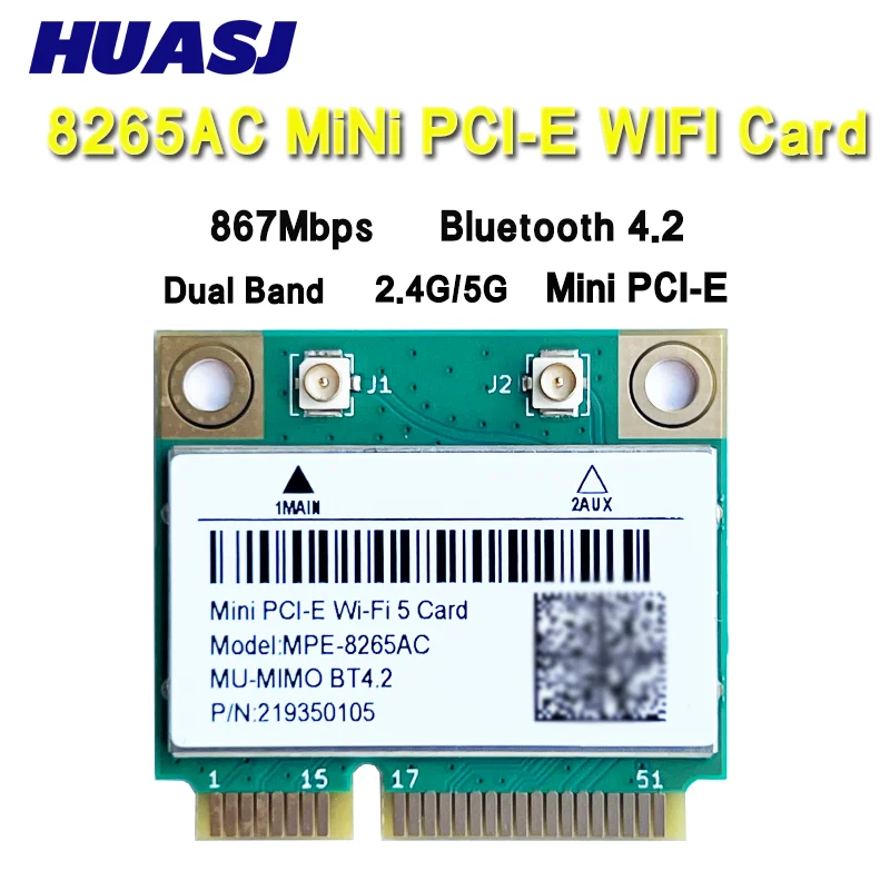 Tarjeta WiFi AC8265 Mini PCI-E vista frontal
