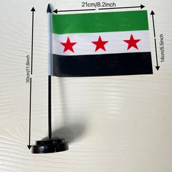 Bandera de Siria para escritorio 14x21 cm – Tres estrellas en emblema