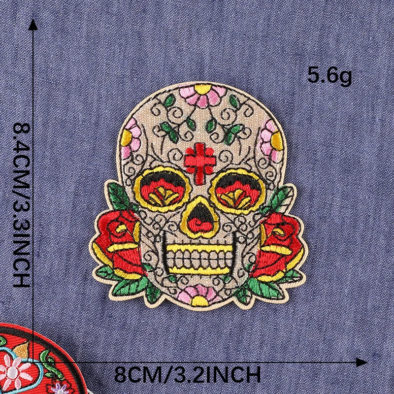 Parche calavera mexicana bordado – Termoadhesivo rosa para jeans y festivales