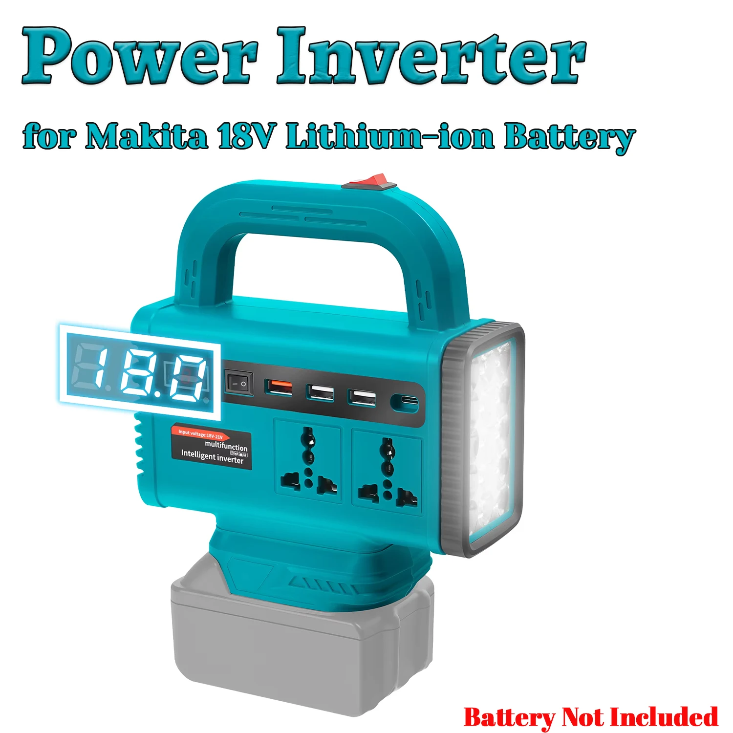 Inversor de corriente 220 V para batería Makita 18 V con USB-C - imagen 2