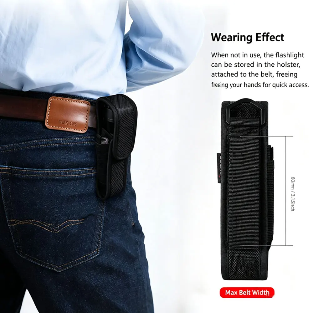 Funda táctica para linterna T307 de nailon para cinturón - imagen 3