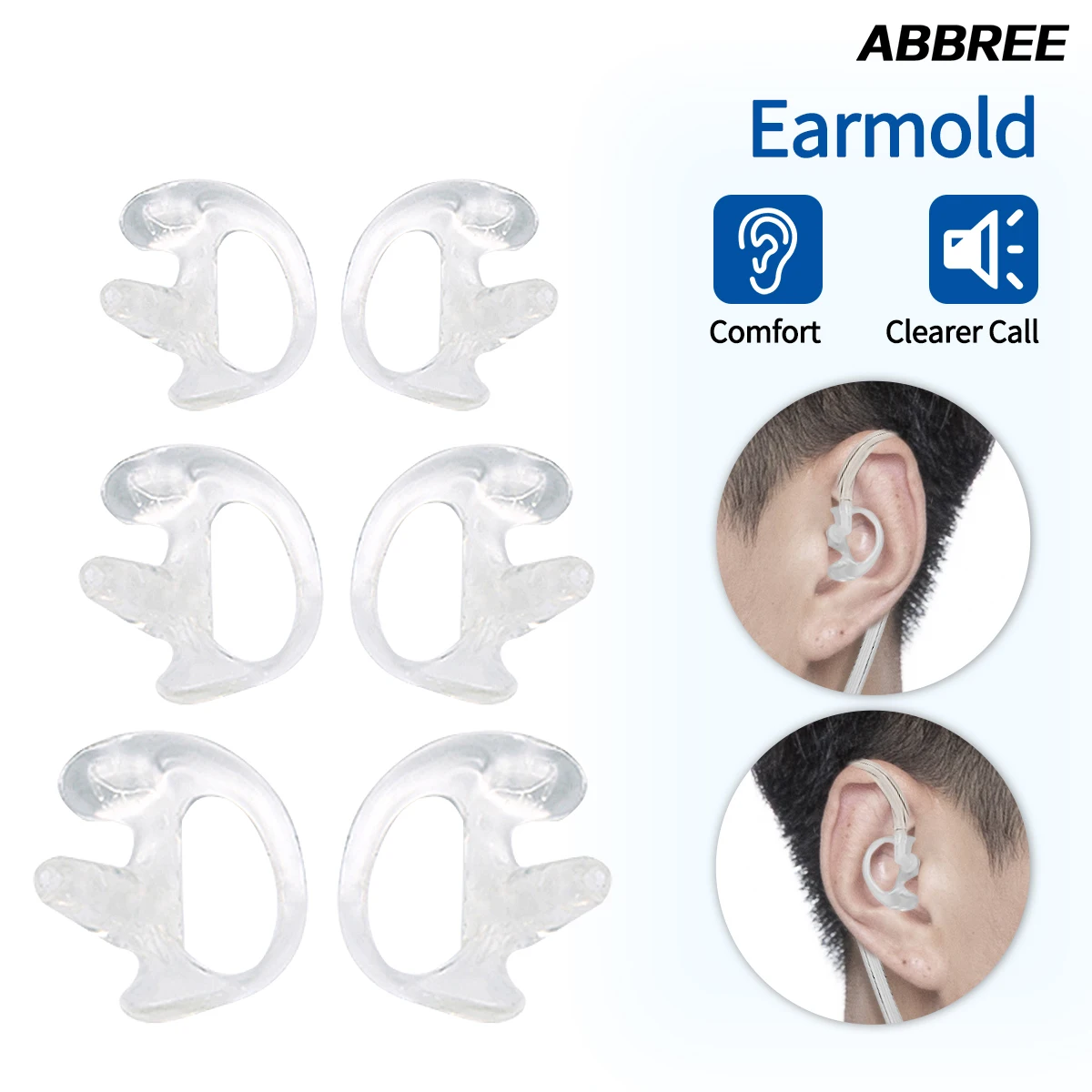 Auricular silicona suave ABBREE para walkie talkie – repuesto acústico