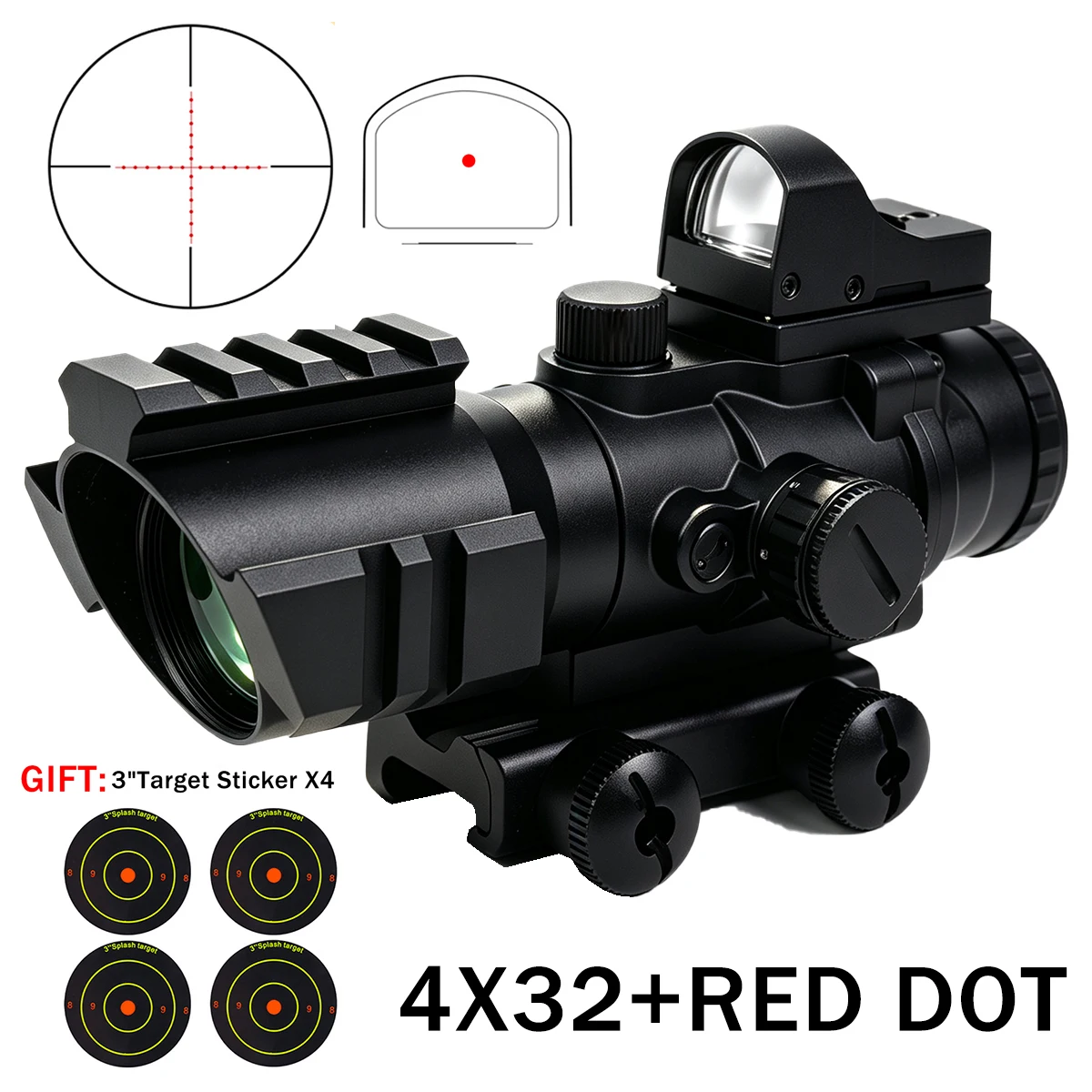 Mira telescópica Tactics 4x32 con punto rojo para airsoft