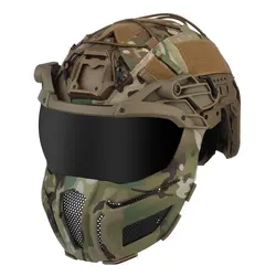 Casco táctico rápido con máscara integrada para caza y airsoft