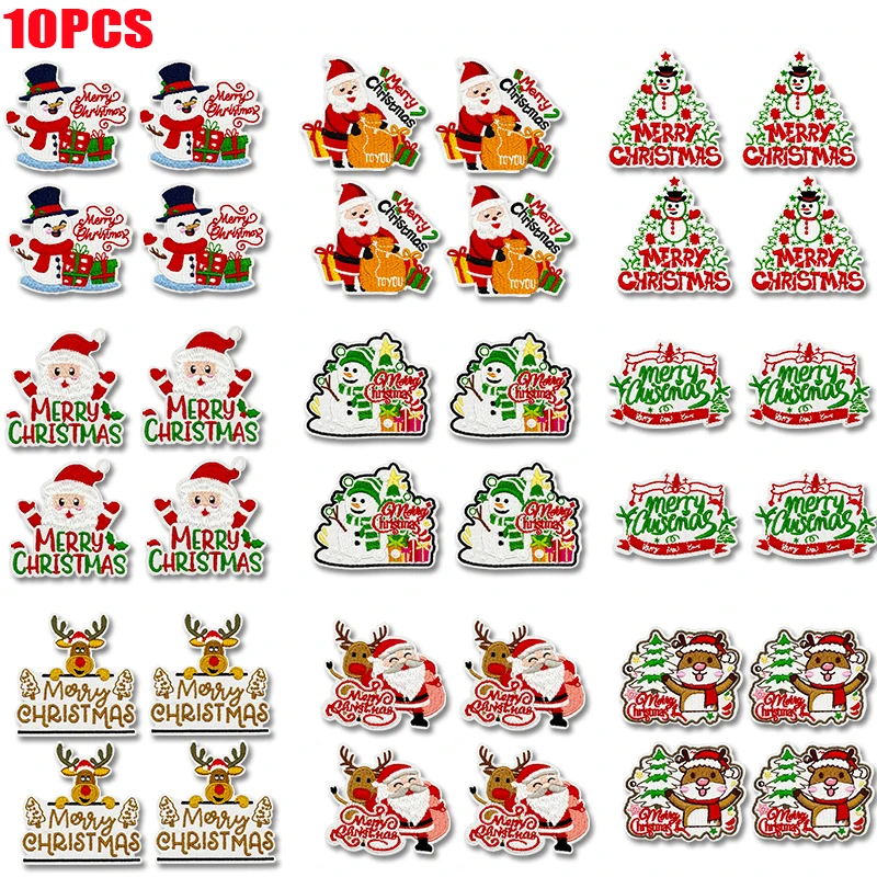 Parches bordados con diseños navideños