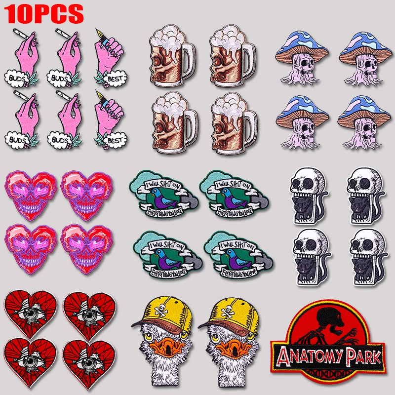 Parches termoadhesivos de calaveras, setas, corazones y cerveza - imagen 3