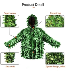 Ropa de camuflaje tipo ghillie bosques biónico hojas adhesivas