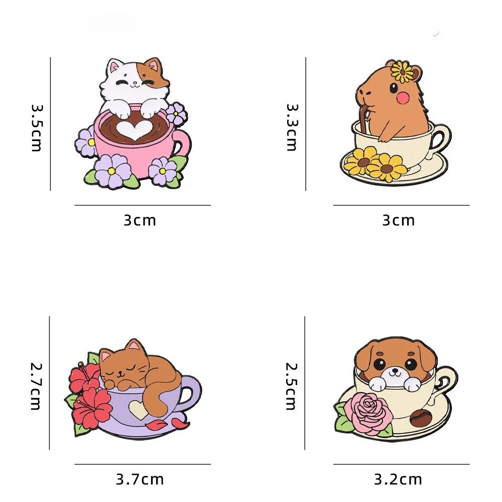 Pin esmaltado pato y capibara de solapa, animales de dibujo animado - imagen 3