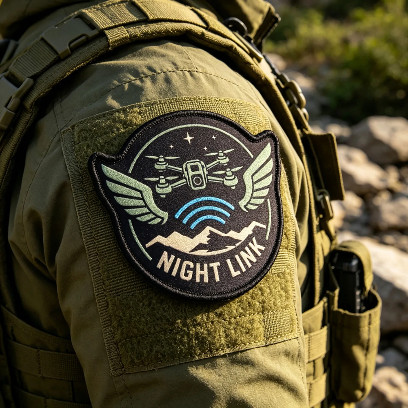 Parche de moral táctico FPV Pilot Drone Night Link con velcro - imagen 3