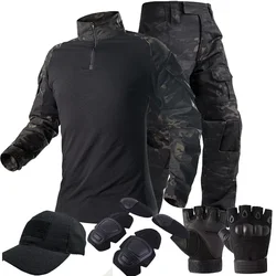CP Uniforme táctico negro con camisa manga larga y cargo