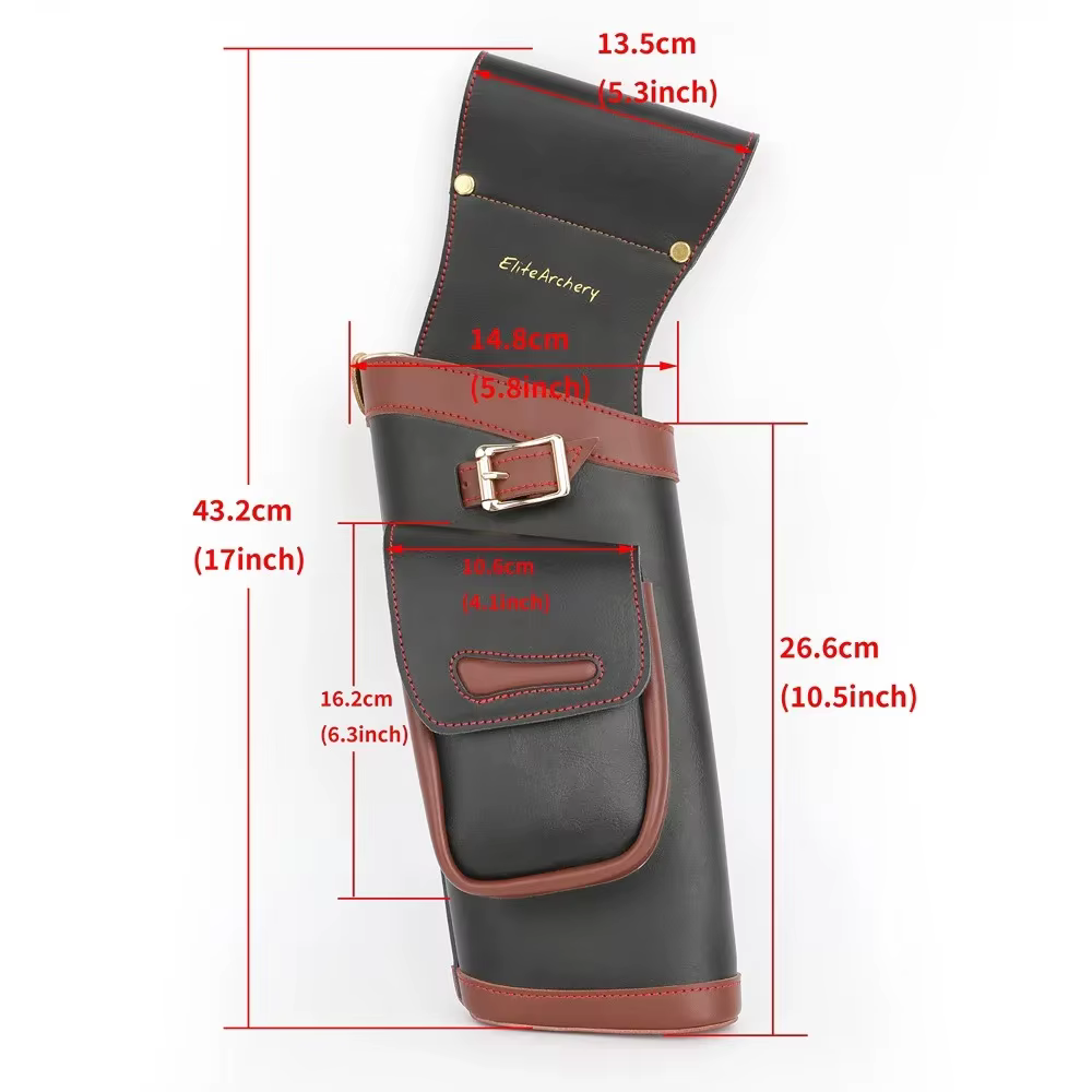 Bolsa de flechas para arco en cuero bovino, arquero diestro y portátil - imagen 4