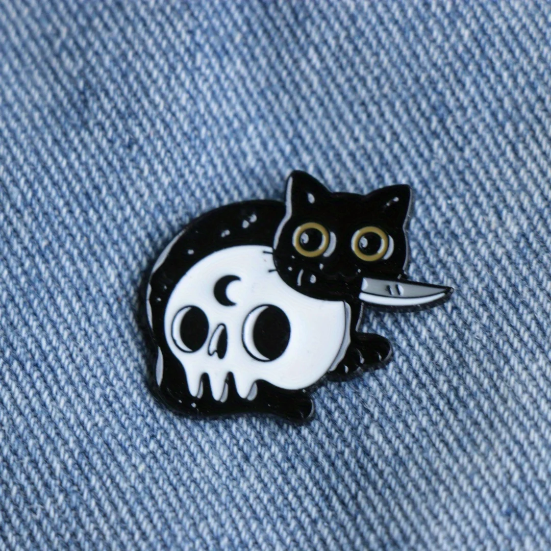 Pin de metal gatito negro – Insignia para Halloween y regalo - imagen 4