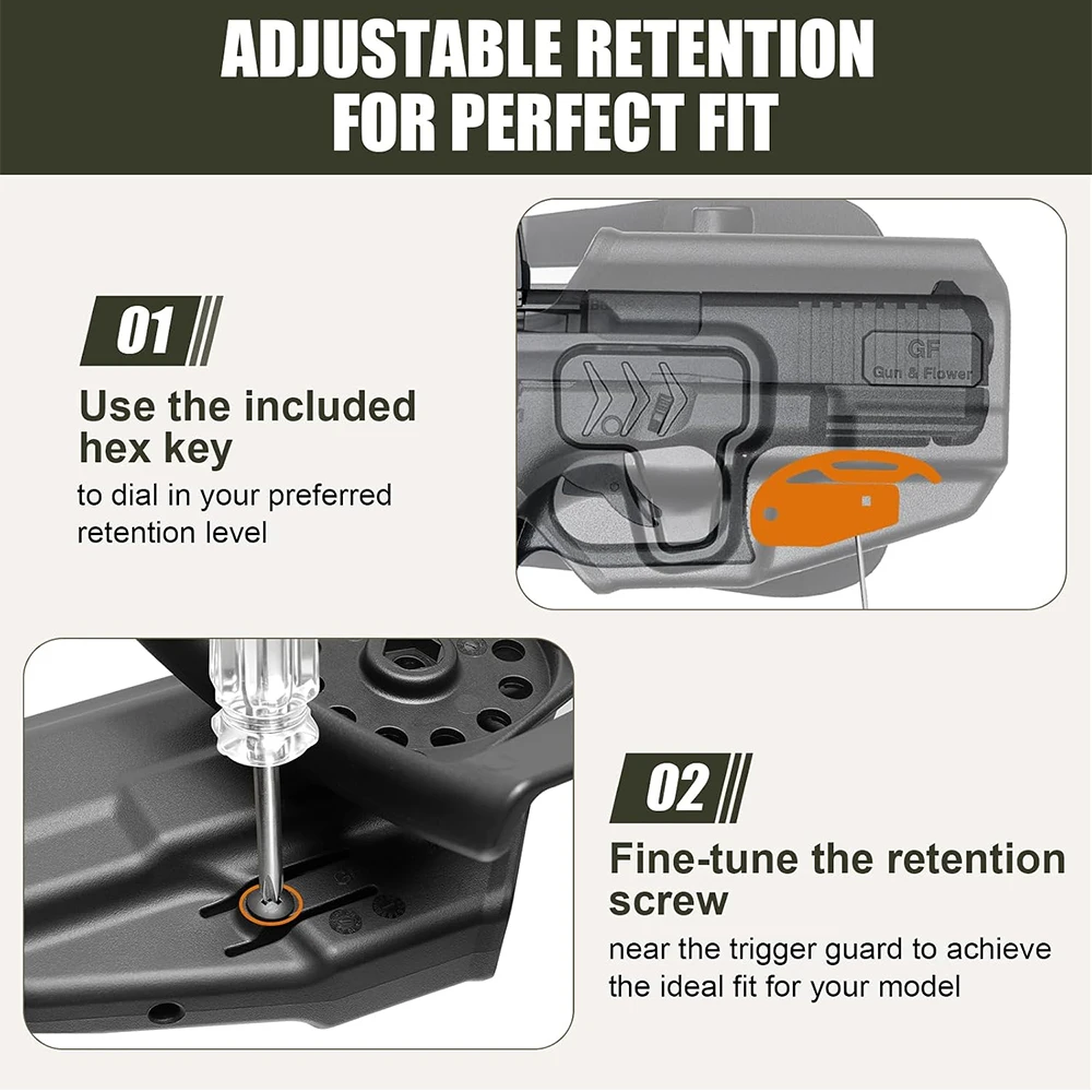 Funda OWB para Glock G19/G26/G45 con retención nivel II derecha - imagen 3