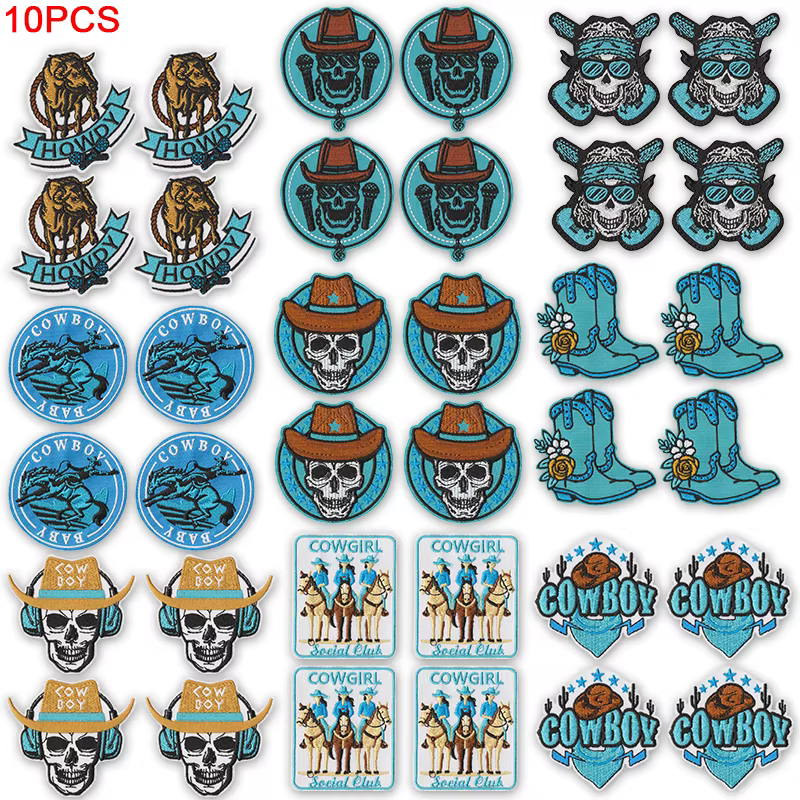 Parches termoadhesivos vaquero oeste calavera, sombrero y bota para ropa - imagen 2