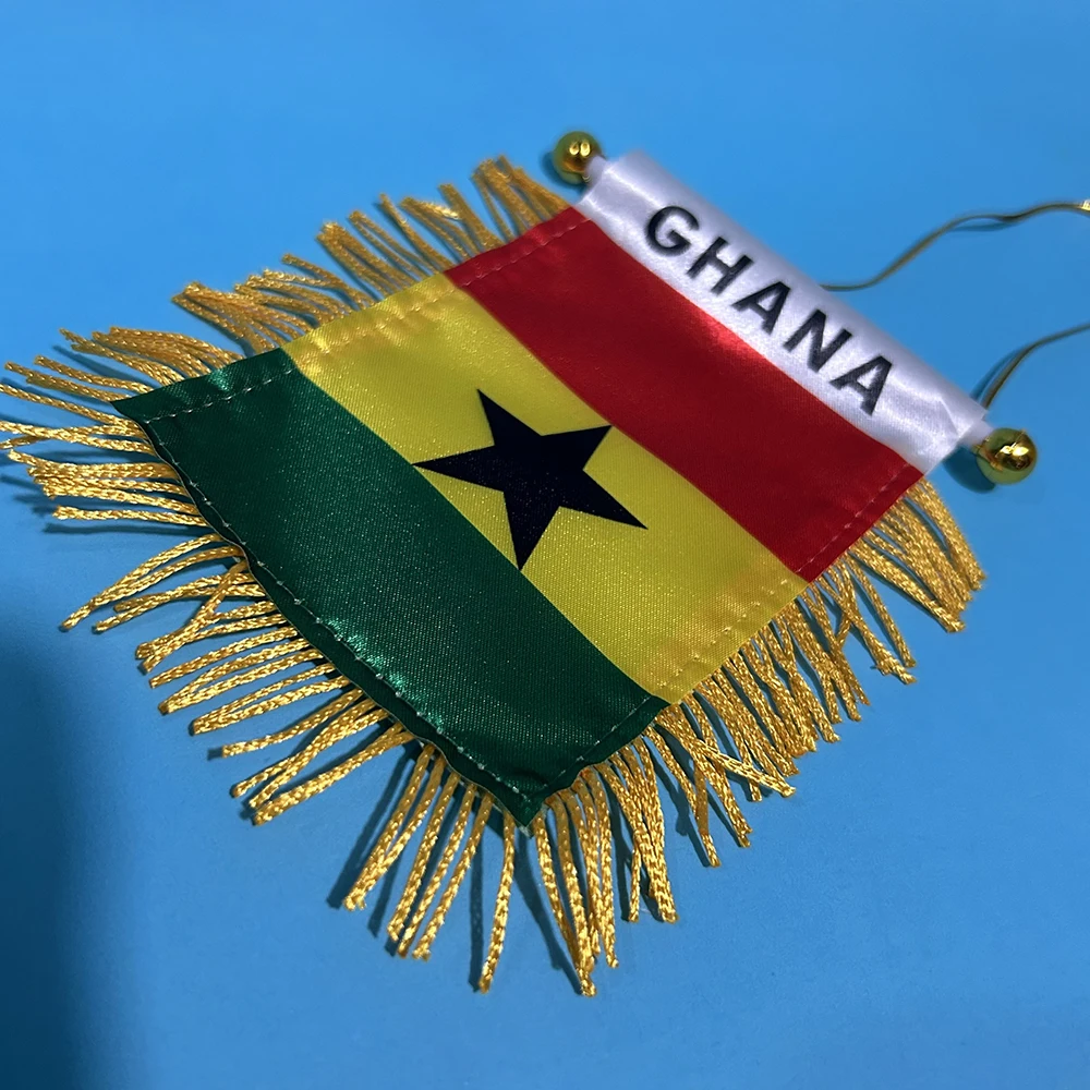 Bandera para coche Ghana impresa por ambos lados, poliéster - imagen 5