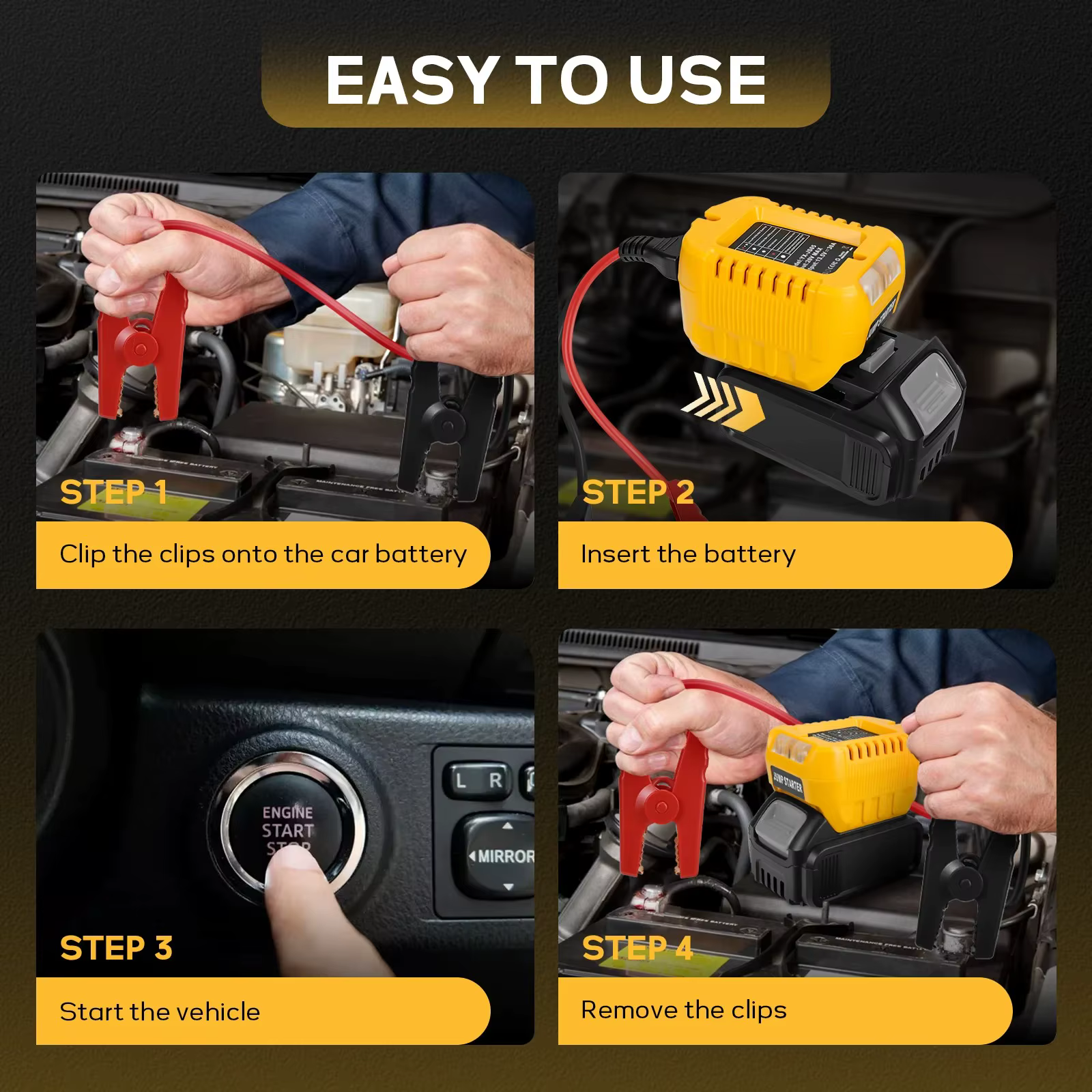 Adaptador cables de arranque coches para baterías Makita y Milwaukee - imagen 4