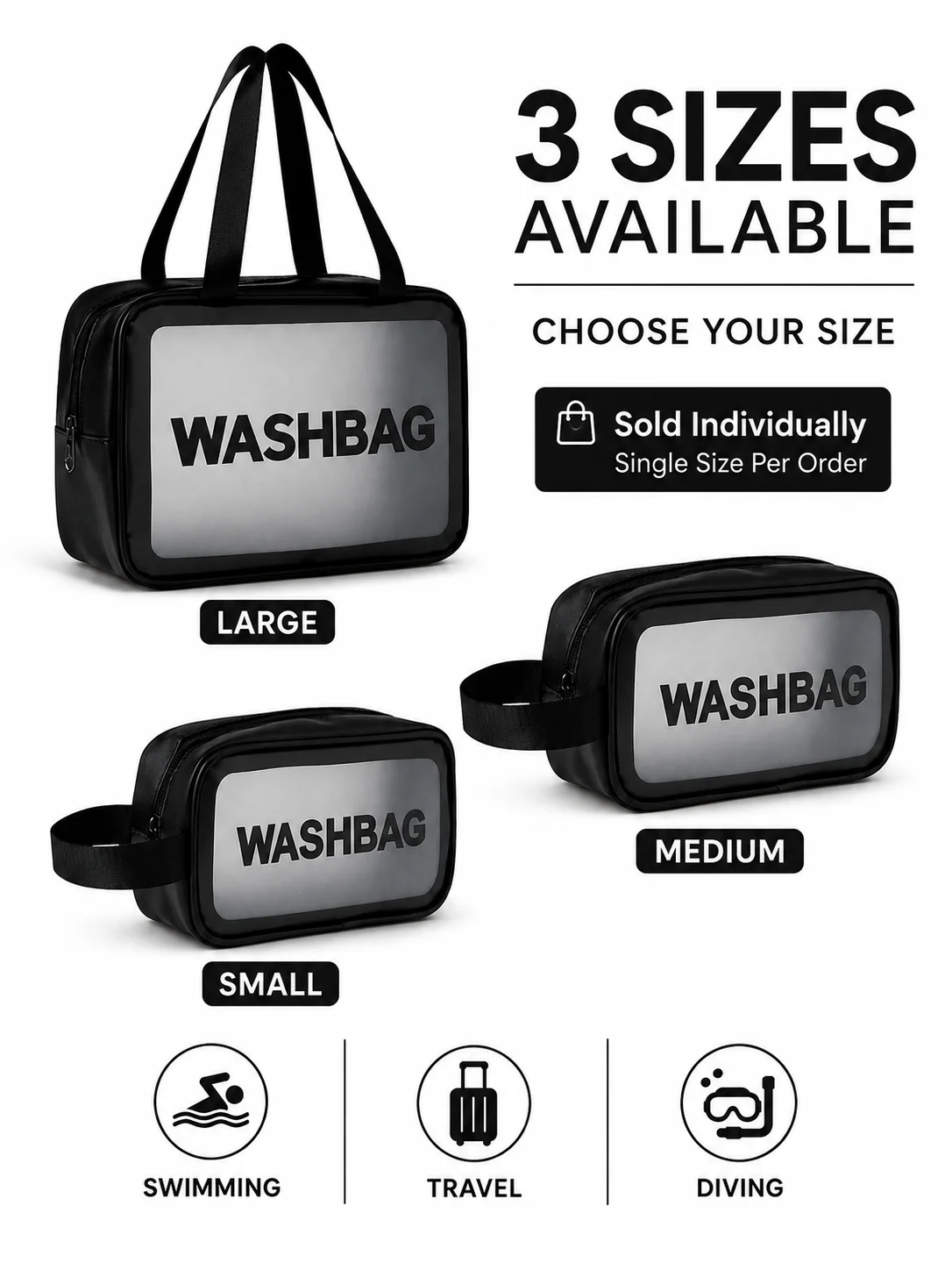 Bolsa impermeable transparente en uso