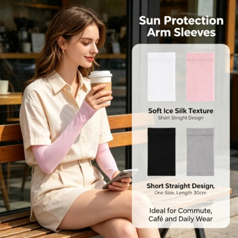 Mangas brazos seda helada unisex – Protección solar UV ciclismo y trabajo - imagen 4