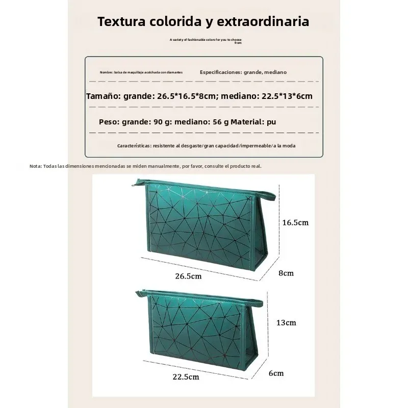Neceser impermeable PU diamante bolsa de aseo gran capacidad - imagen 4