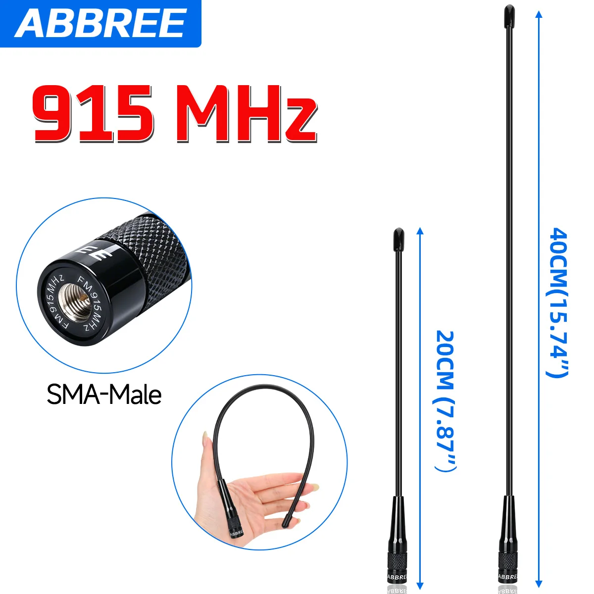 Antena LoRa UHF omnidireccional de alta ganancia ABBREE SMA macho