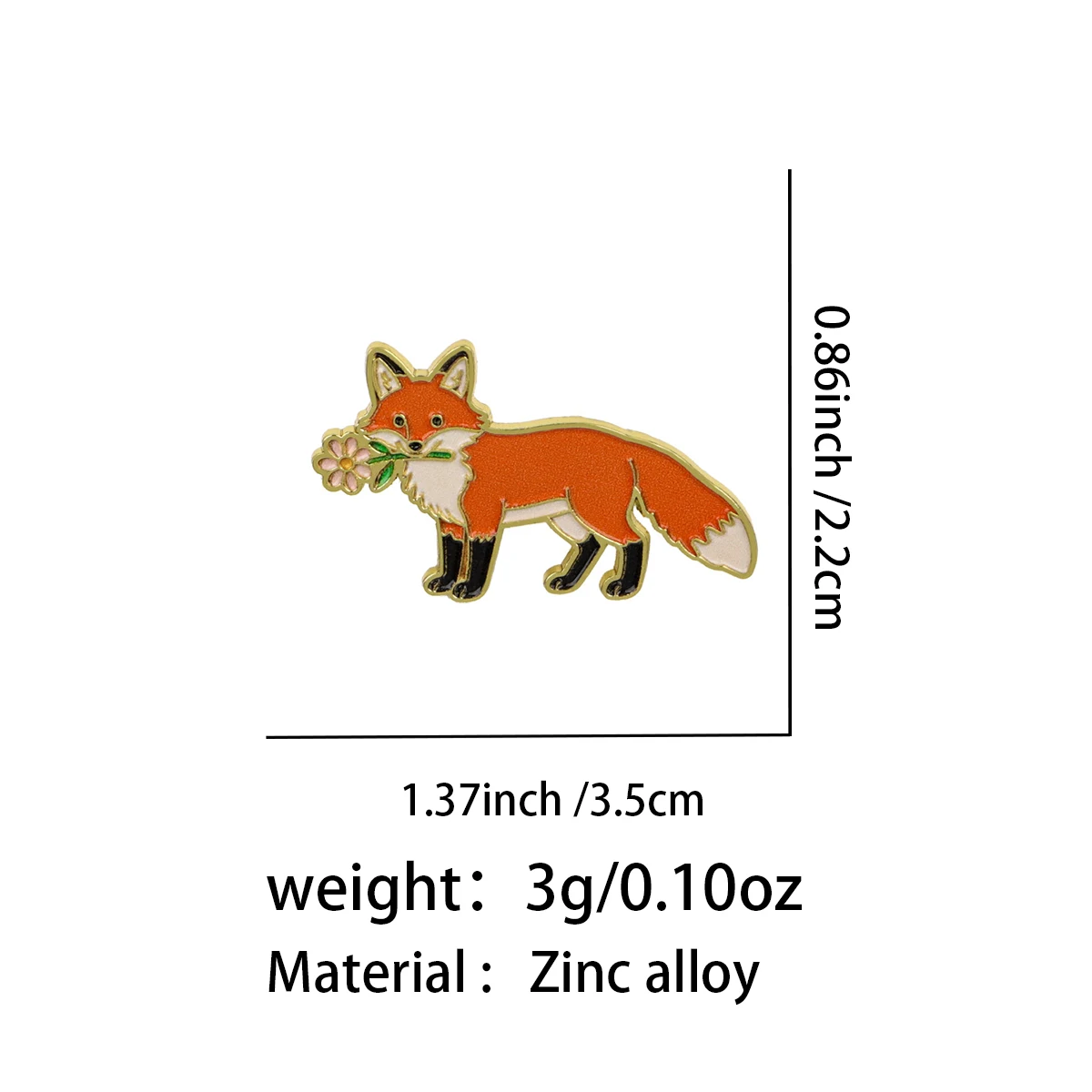 Pin de esmalte de zorro con diseño detallado