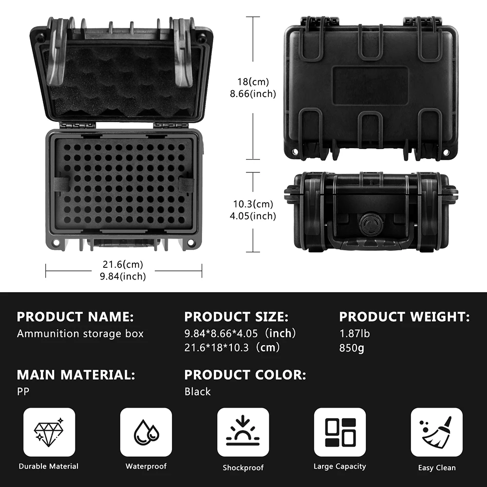 Caja táctica para munición 9 mm con cierre y estuche portátil - imagen 5
