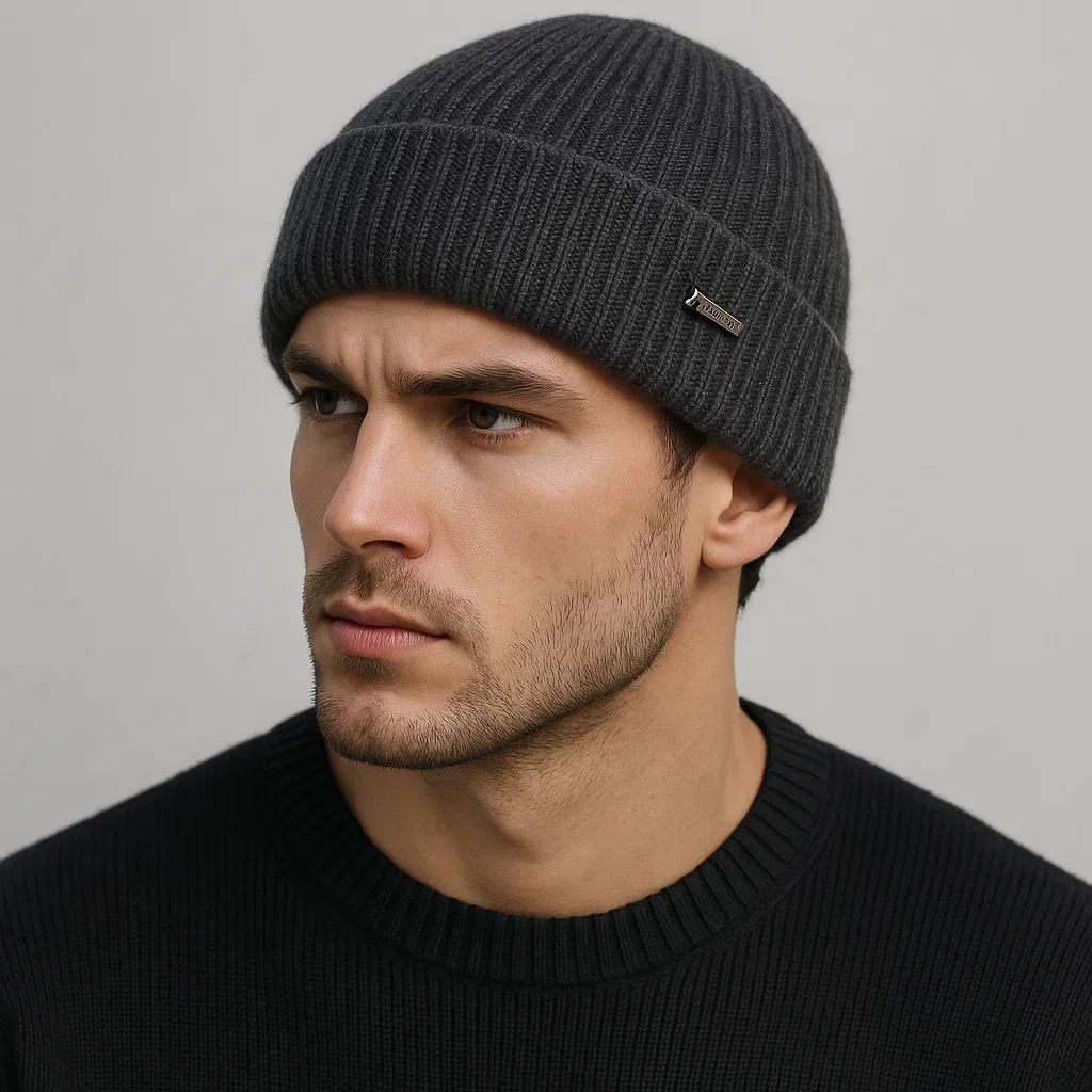 Gorro de invierno punto grueso suave elástico para hombre - imagen 4