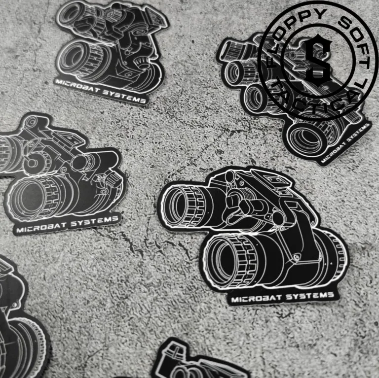 Detalle del diseño y textura de las pegatinas tácticas